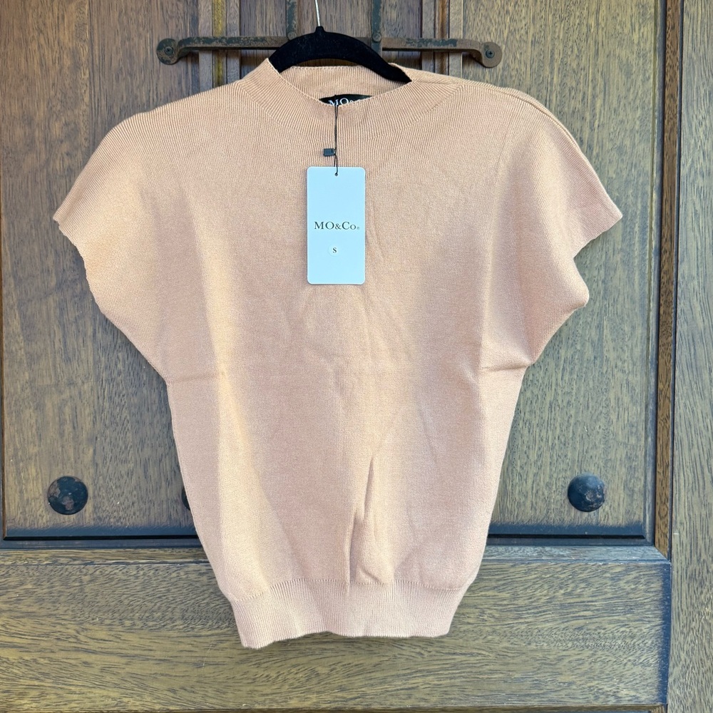 MO&Co. Light Brown Short Sleeve Sweater Size S